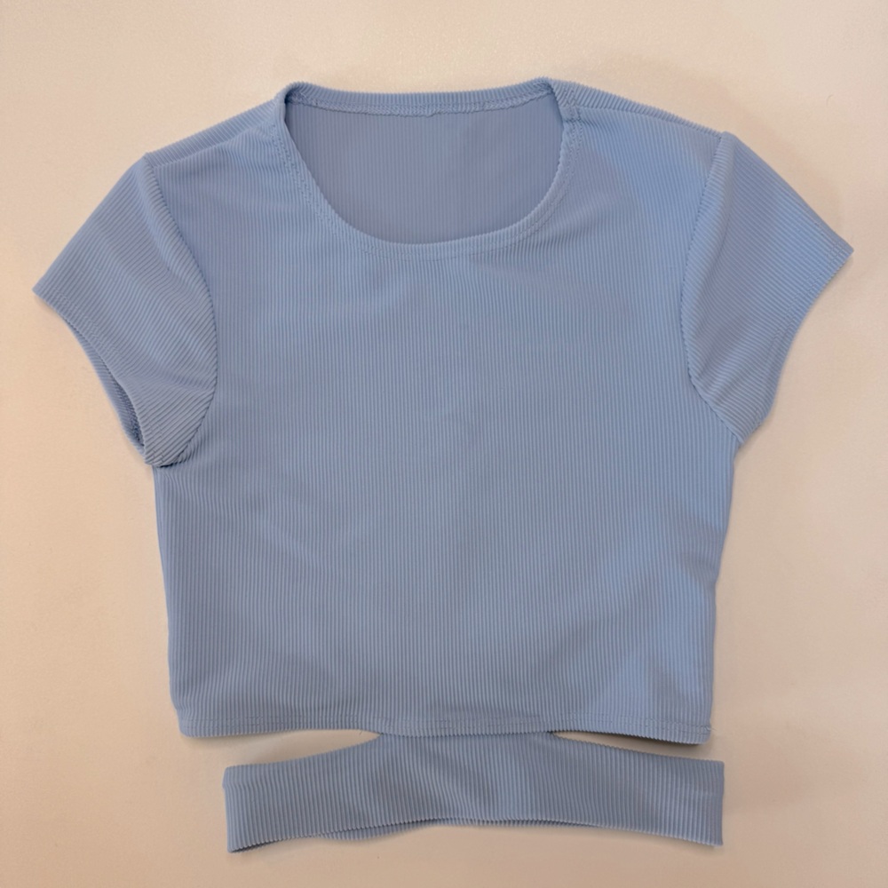 Five Dancewear Girls Light Blue Ribbed Dance Top Size Youth XL